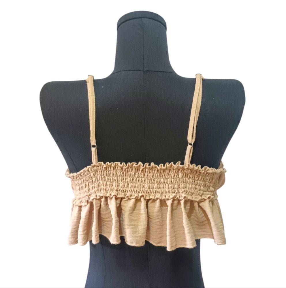 Paper Moon Tan Brown Ruffle Crop Top - Picture 5 of 7